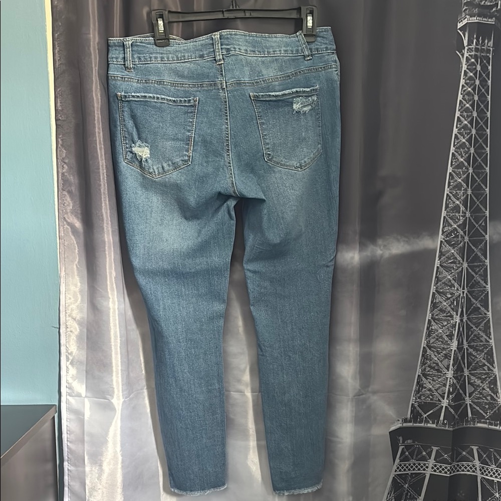 Classic Blue Distressed Ankle Jeans - Picture 15 of 15